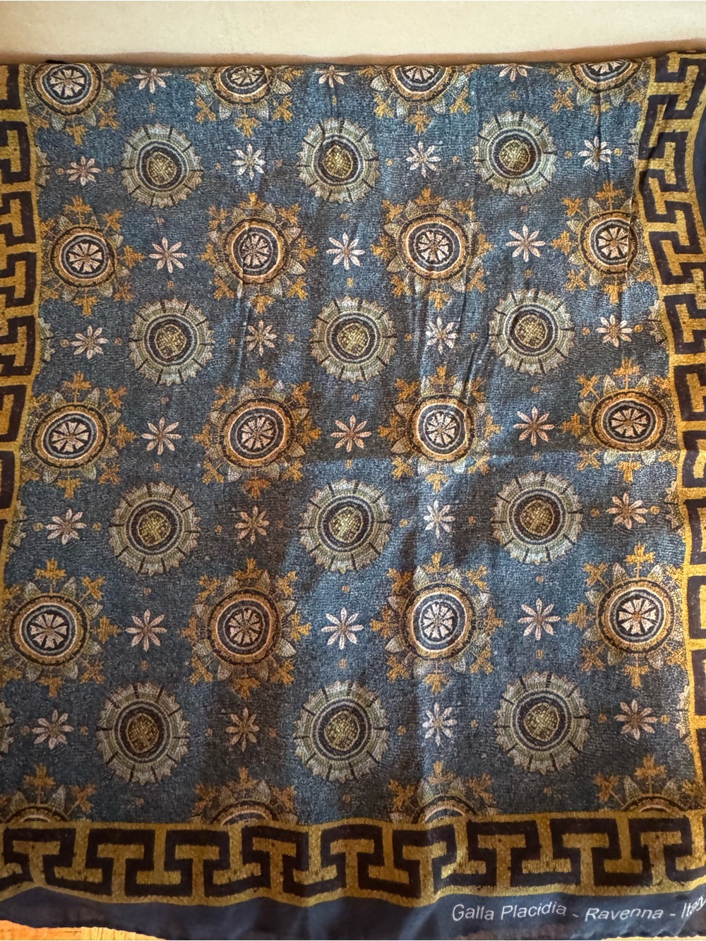 Galla Placidia Ravenna Decorative Blue & Gold Medallion Scarf